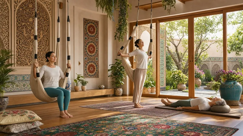 Practice hall: yoga, hammocks, quiet